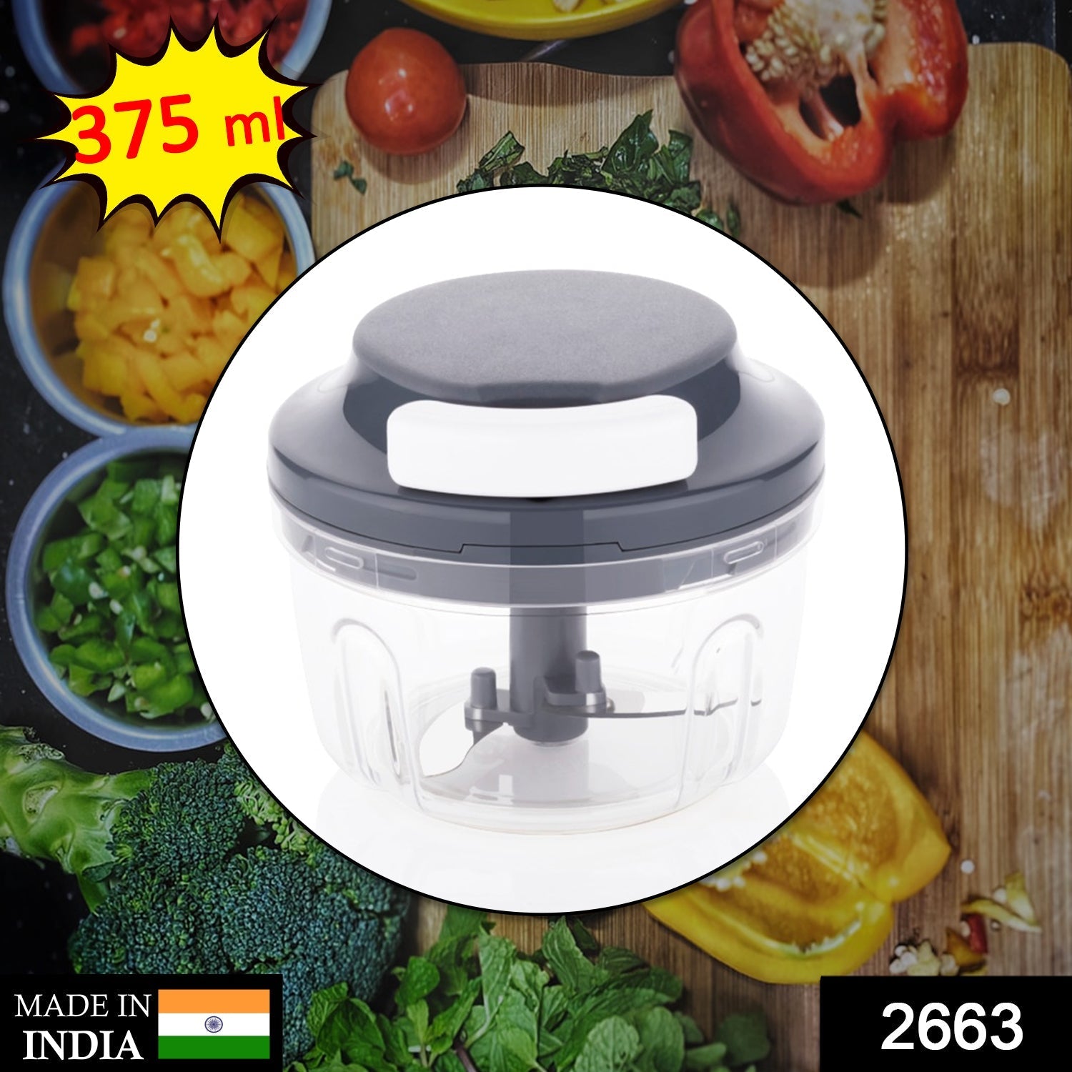 2663 Quick Chopper and Slicer Used Widely for chopping and Slicing of Fruits, Vegetables, Cheese Etc. Including All Kitchen Purposes. 2663 Quick Chopper and Slicer Used Widely for chopping and Slicing of Fruits, Vegetables, Cheese Etc. Including All Kitchen Purposes.